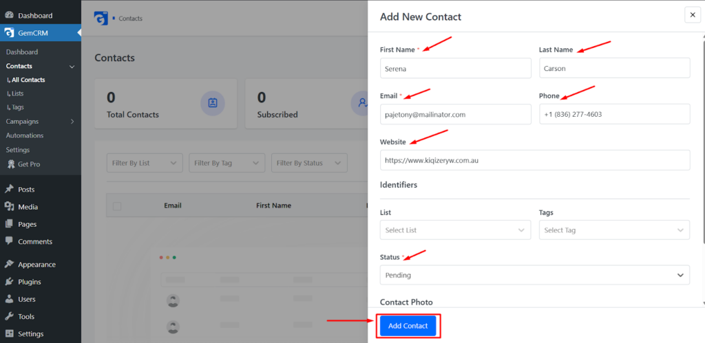 Add new contact
