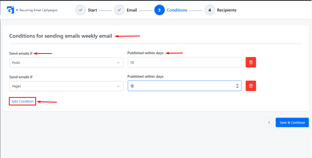Conditions Guidelines for Recurring Campaign