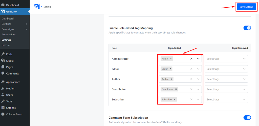 Mapping Roles to Tags