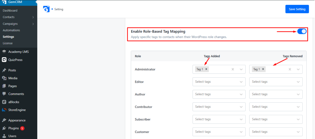 Enable Role-Based Tag Mapping