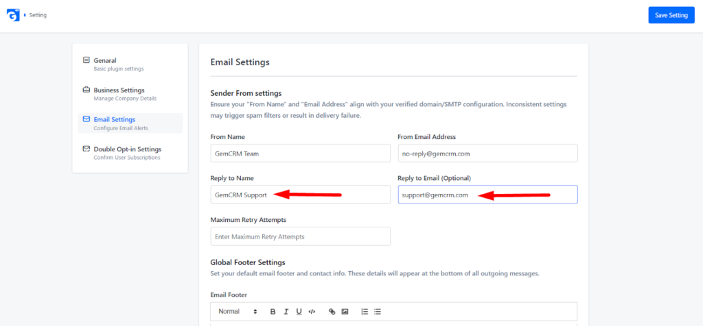 Configuring Reply-To Information
