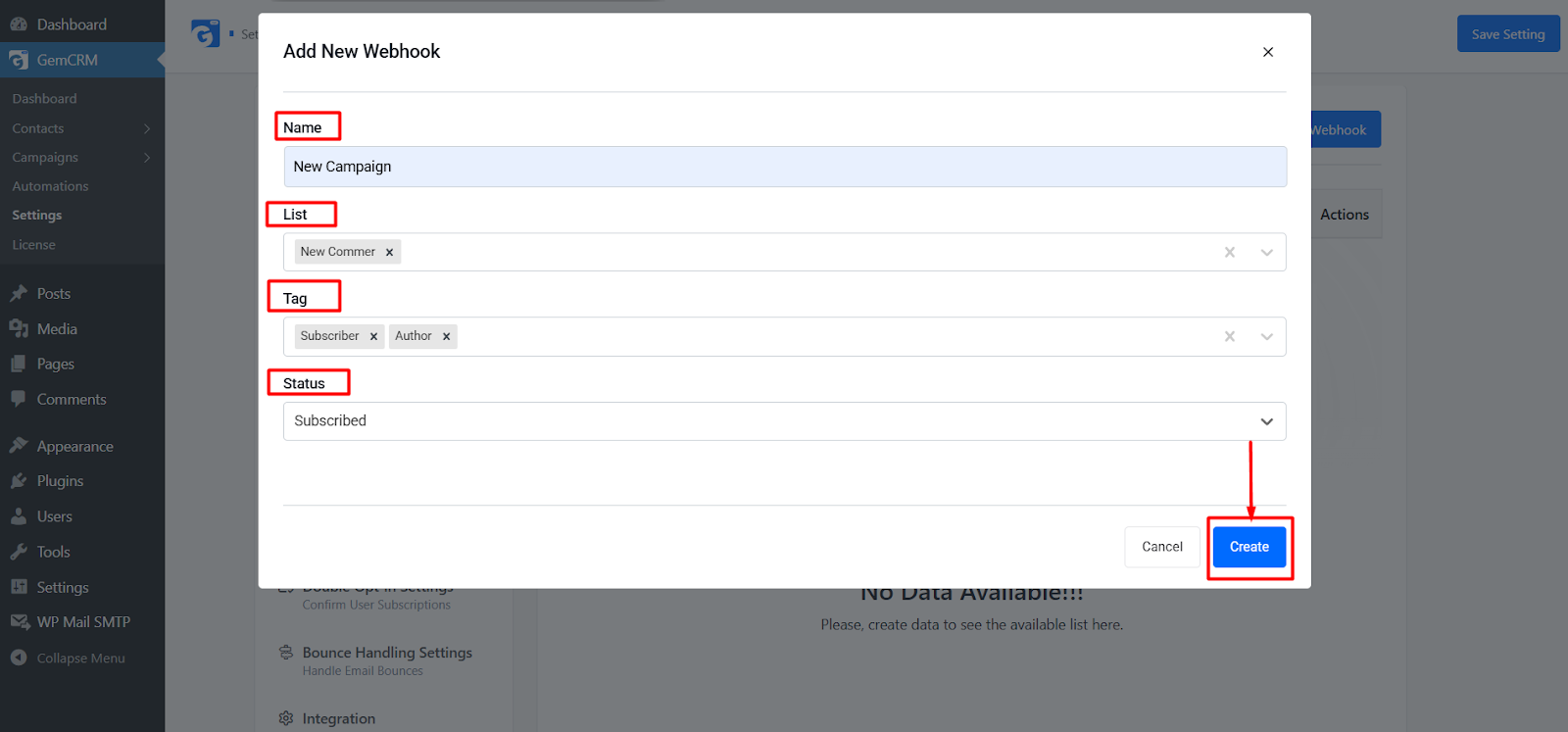 Create Webhook