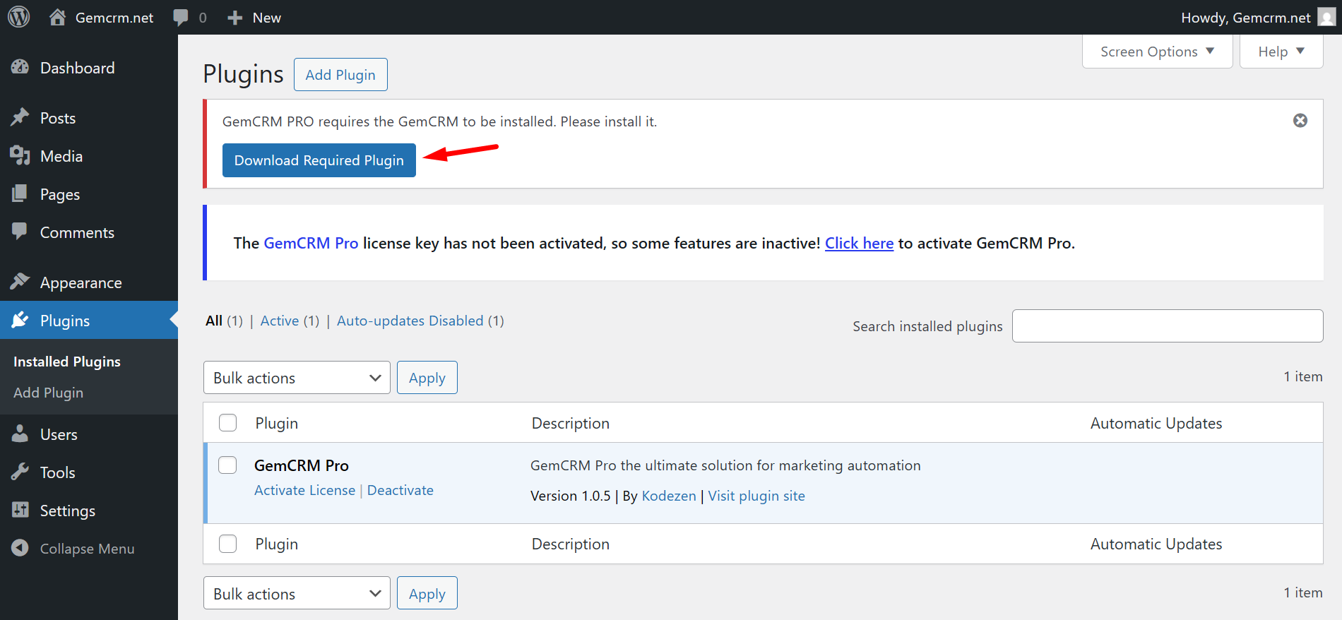 Install GemCRM