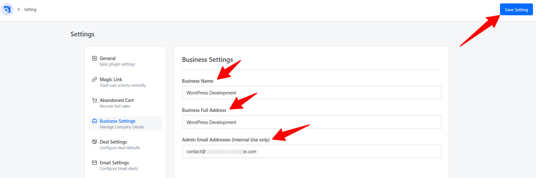  Business Settings