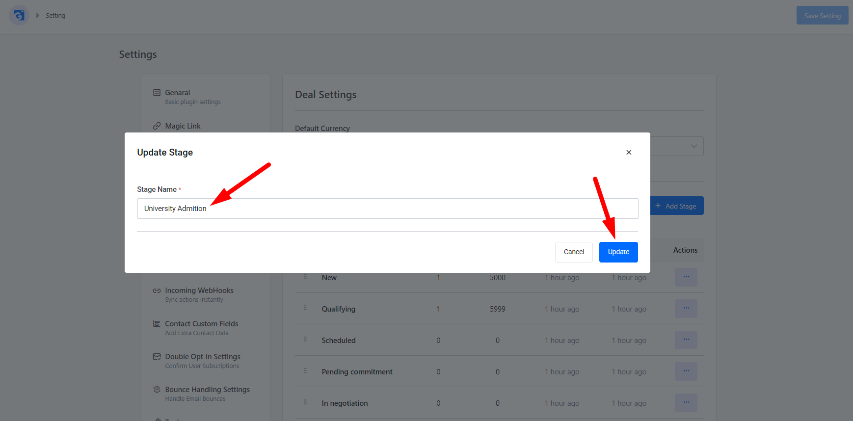 Update to save your changes