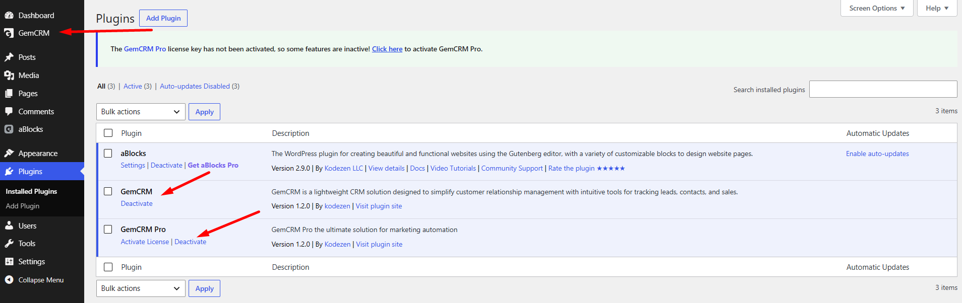 GemCRM Pro active 