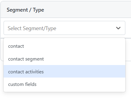 Segment / type Custom fields