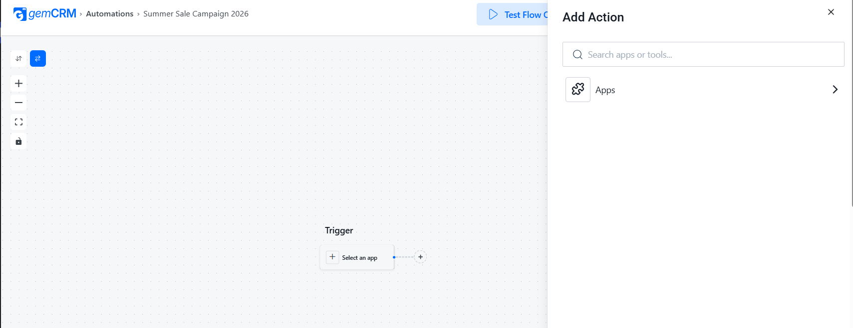 Add Action panel