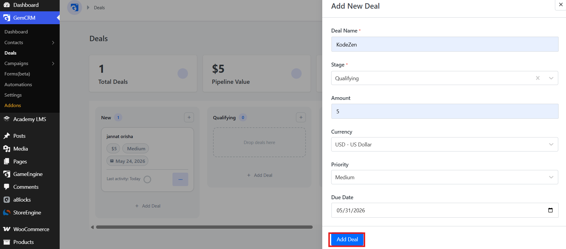 Add New Deal