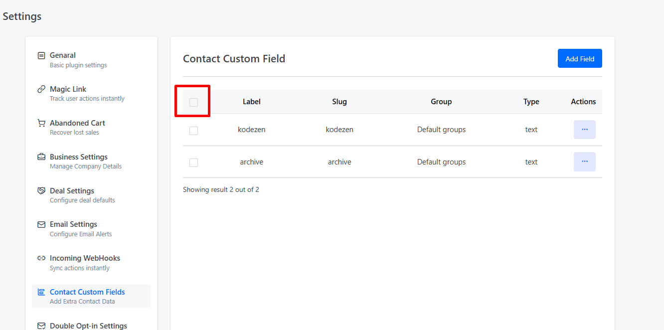 Select multiple fields