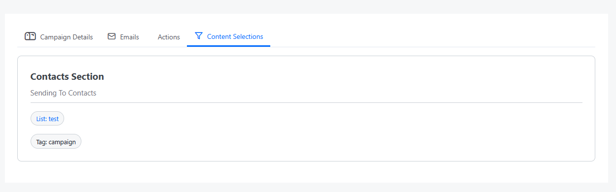 Content Selections