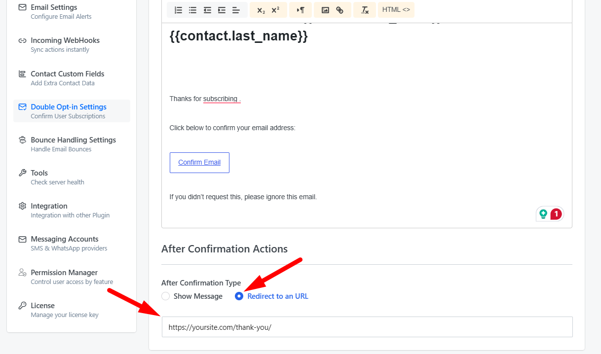 Confirmation Redirect Confirmation Redirect