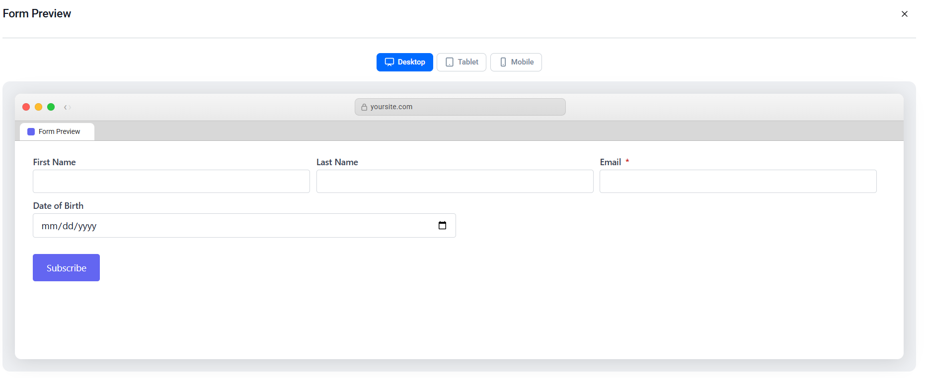Previewing Your Form
