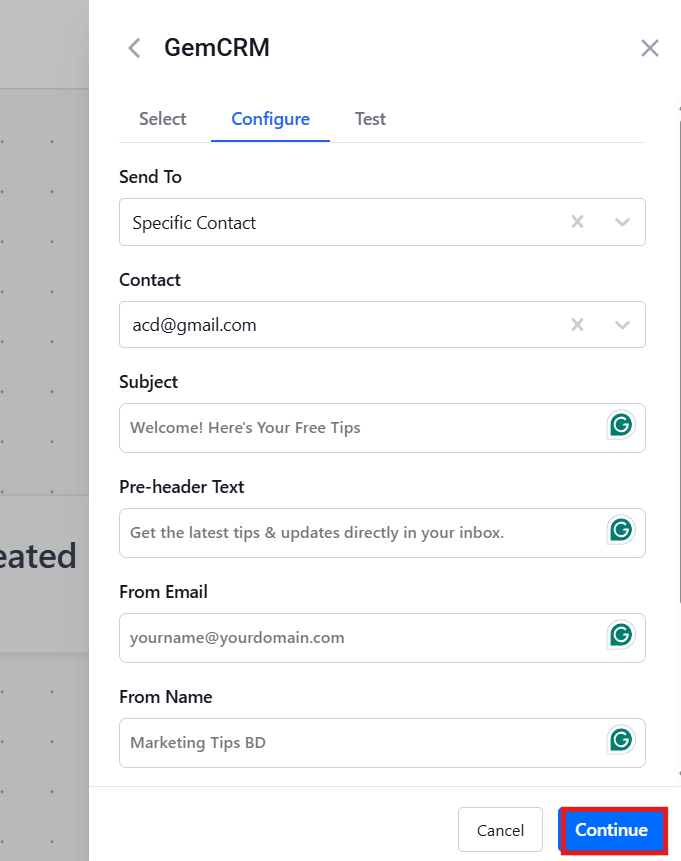Configure