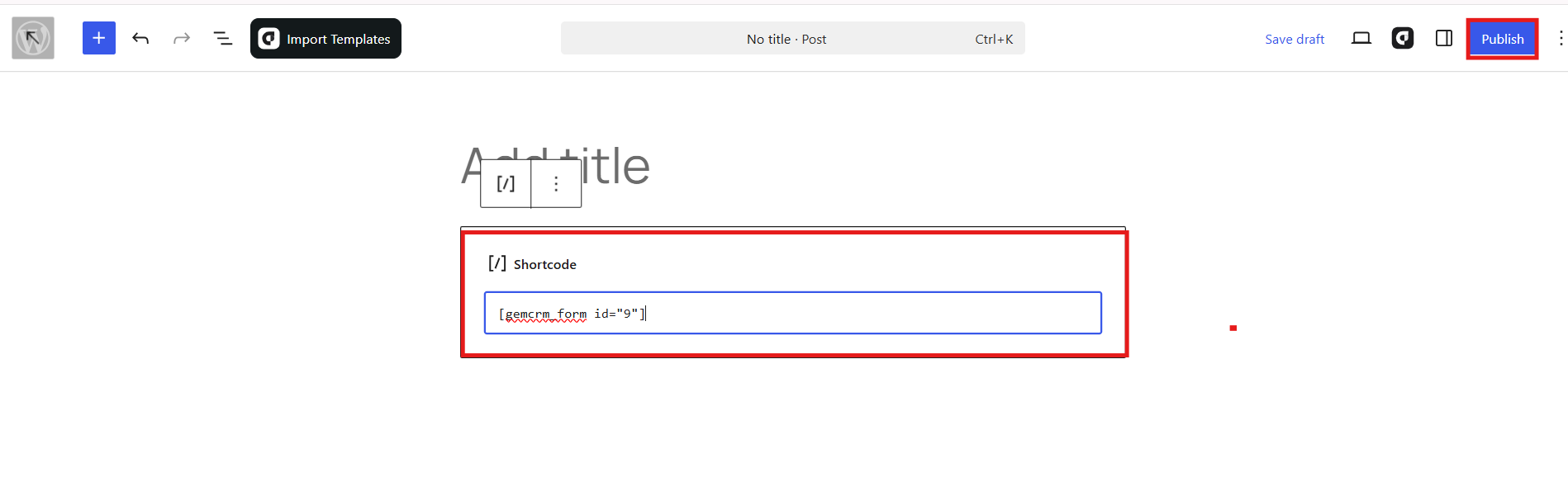 GemCRM shortcode