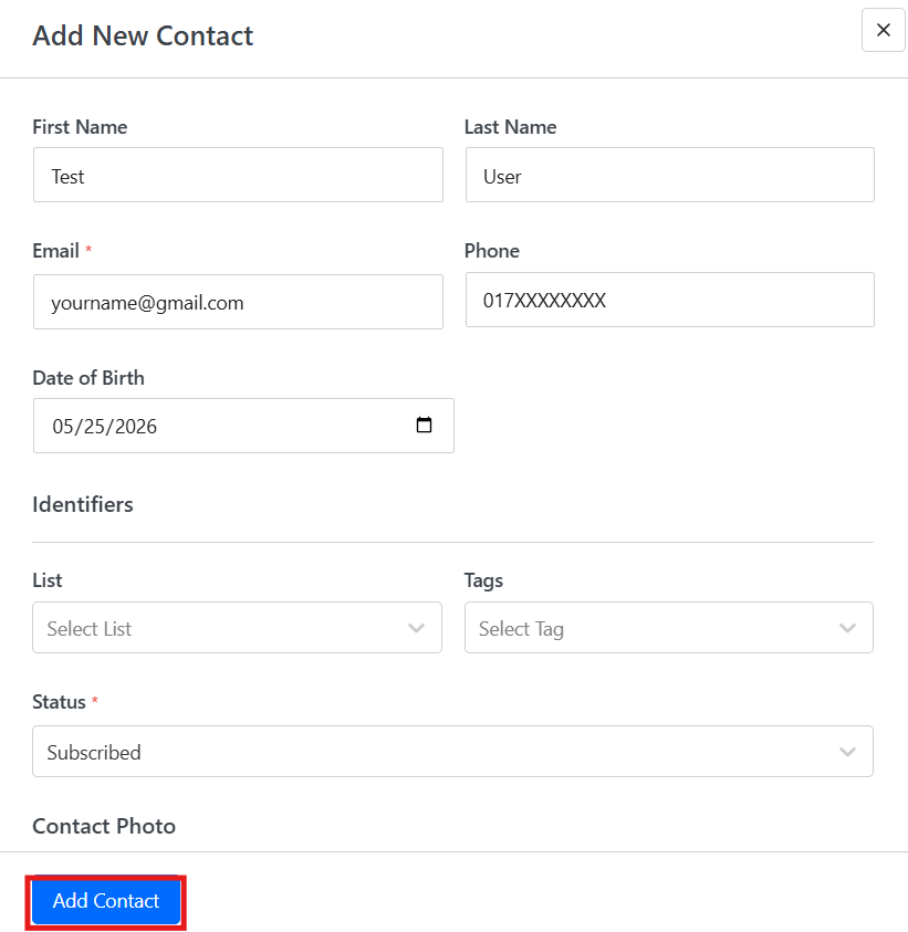 Add New Contact