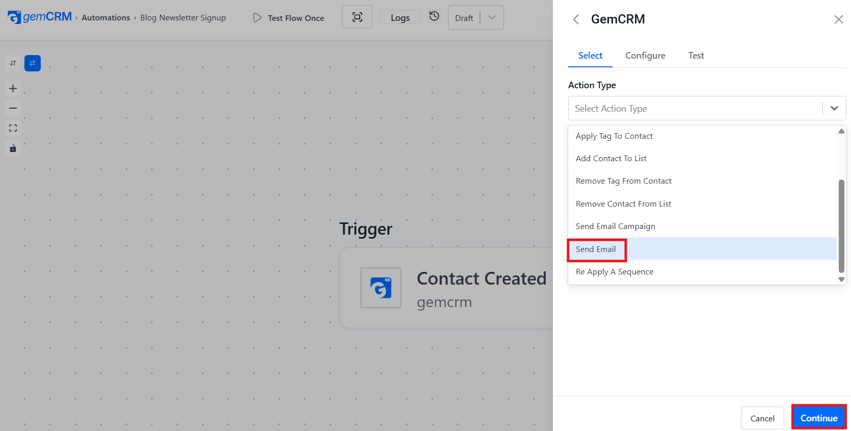 Automations Workflow canvas