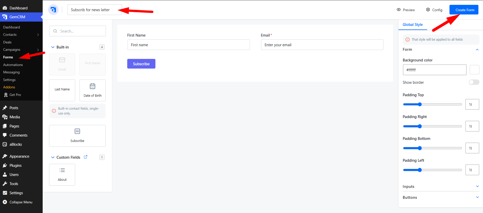 Subscription Forms