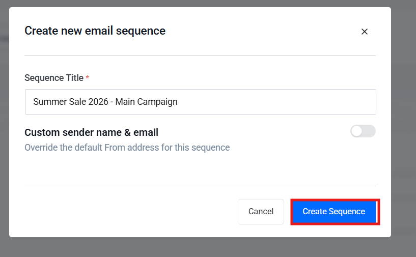 Create new email Sequence