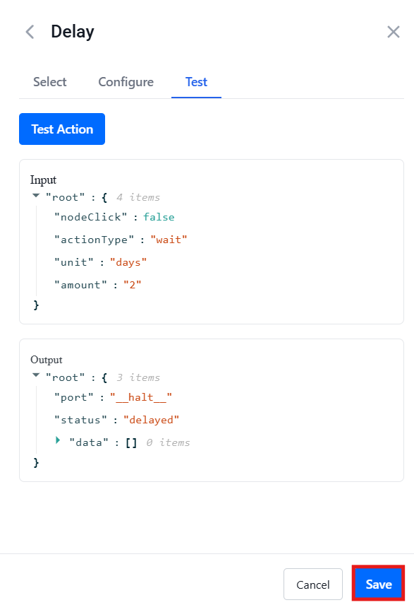 Test action