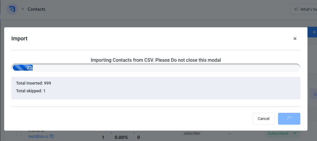Import is in Progress