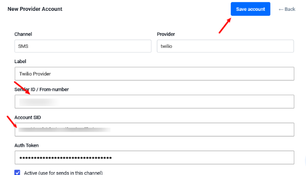 Everything is filled in, click Save account