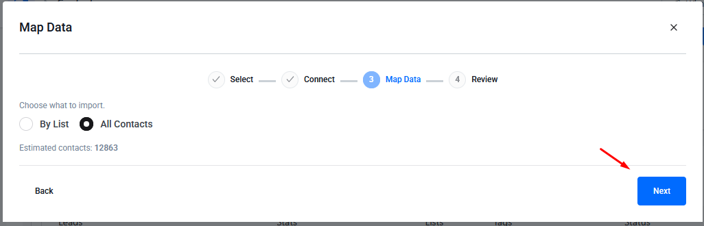 Choose Contacts and Import