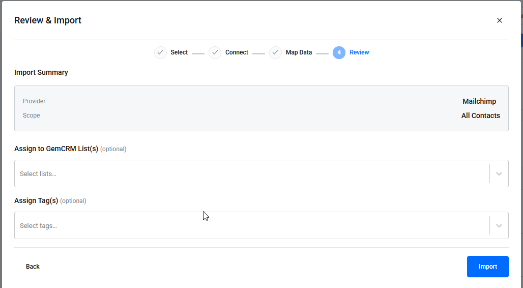 Review your Import Summary