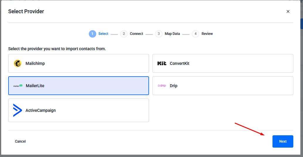 Choose MailerLite