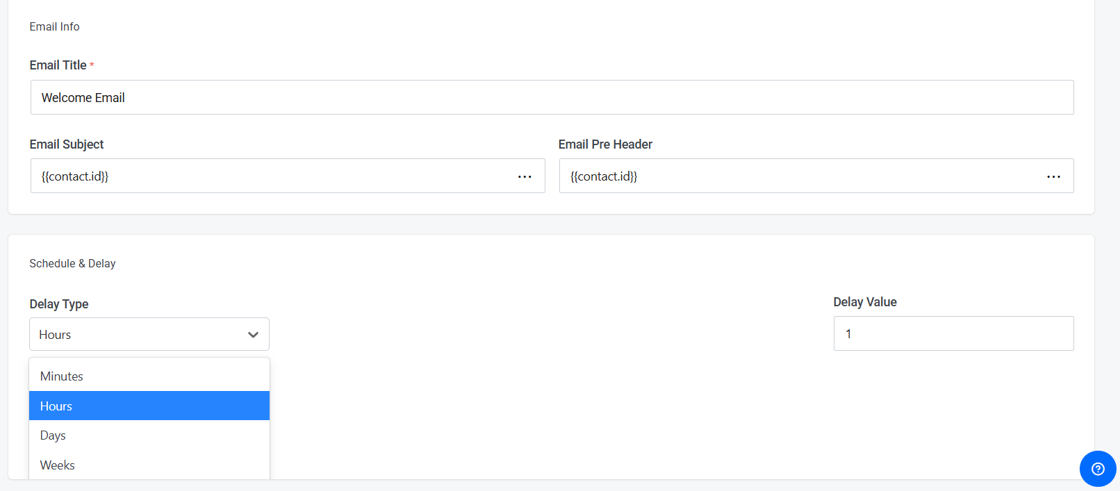 Delay Type dropdown