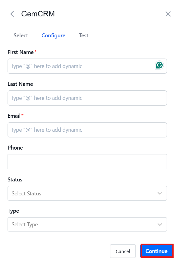 contact fields