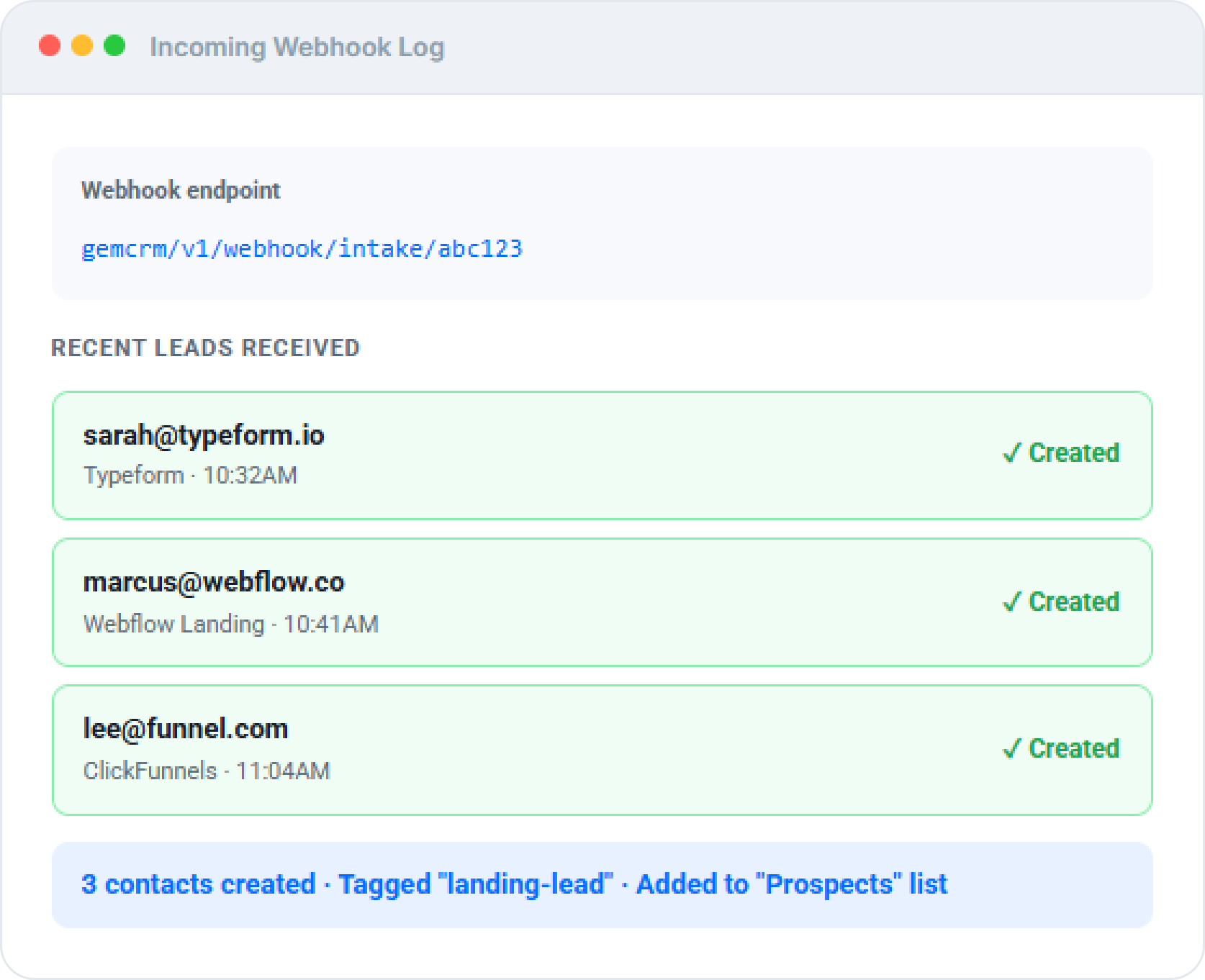 Incoming Webhook Log
