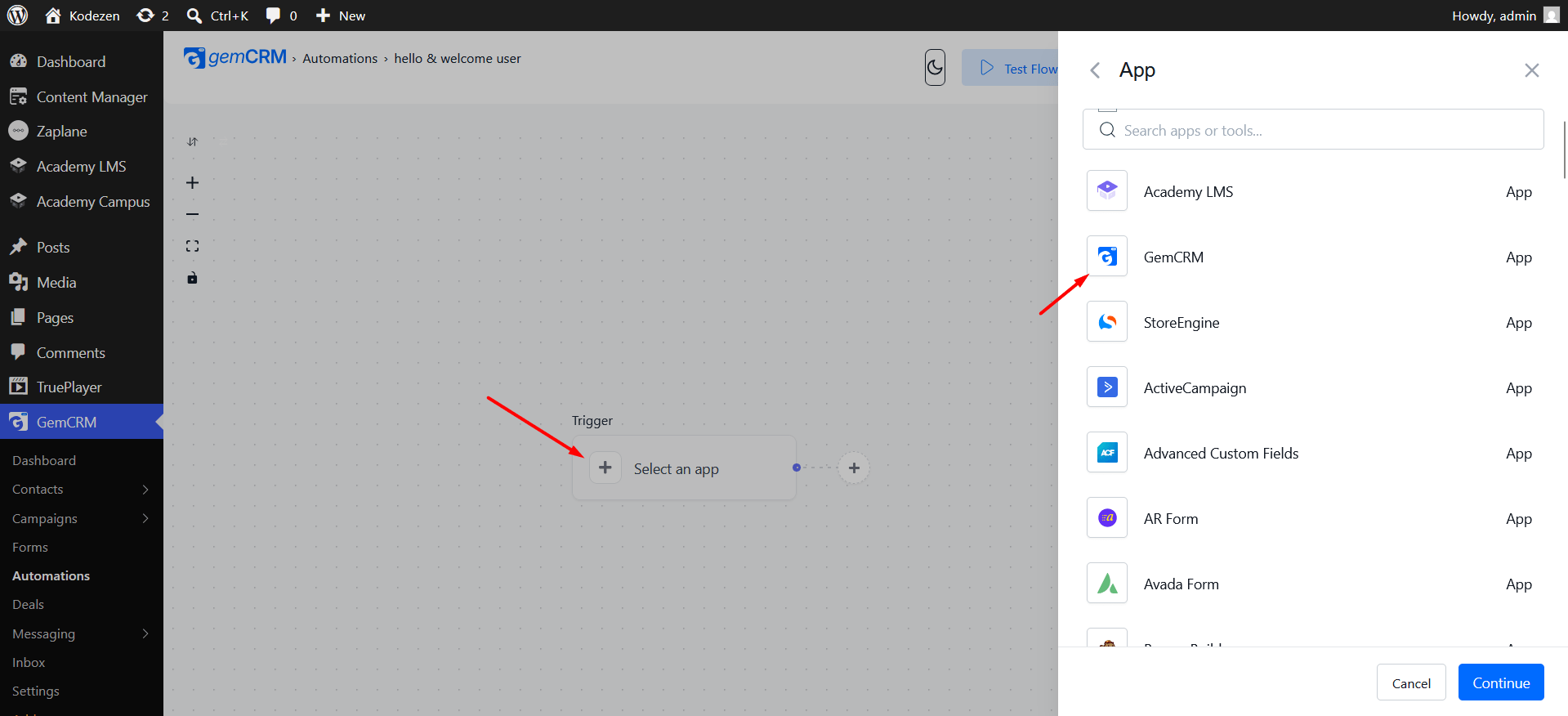  GemCRM as the app