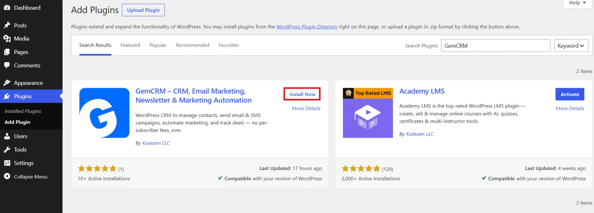 install GemCRM Free