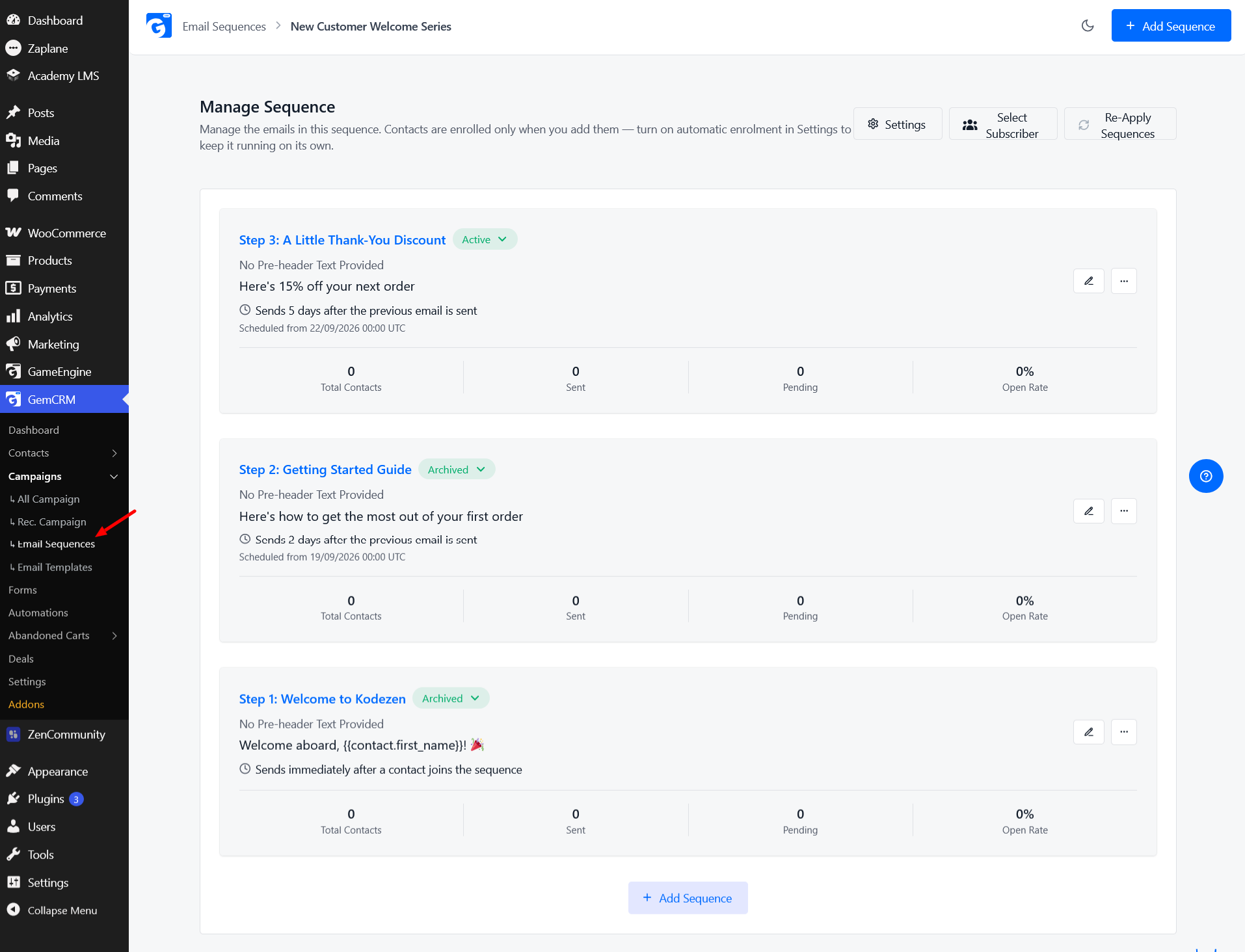 Manage Sequence