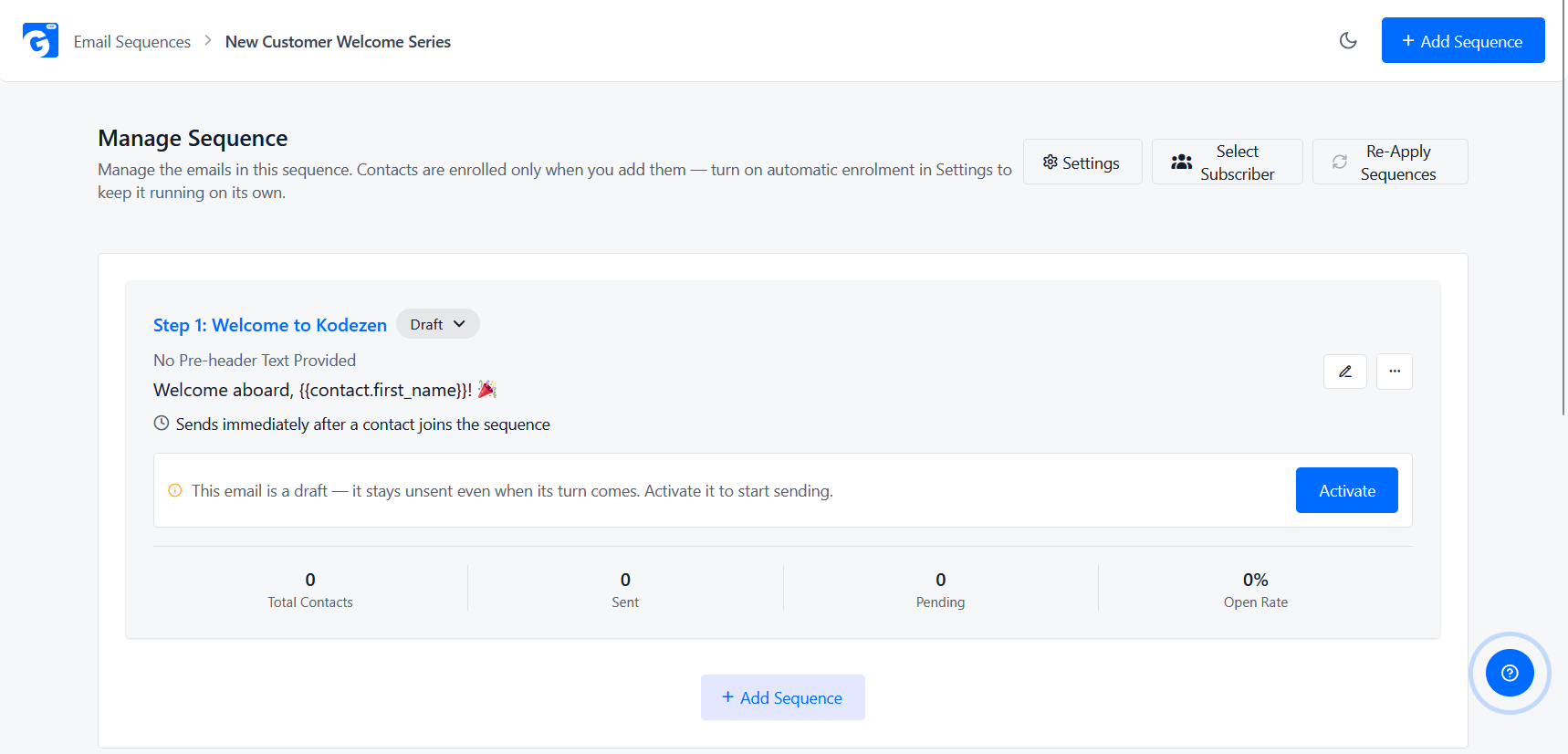 Manage Sequence