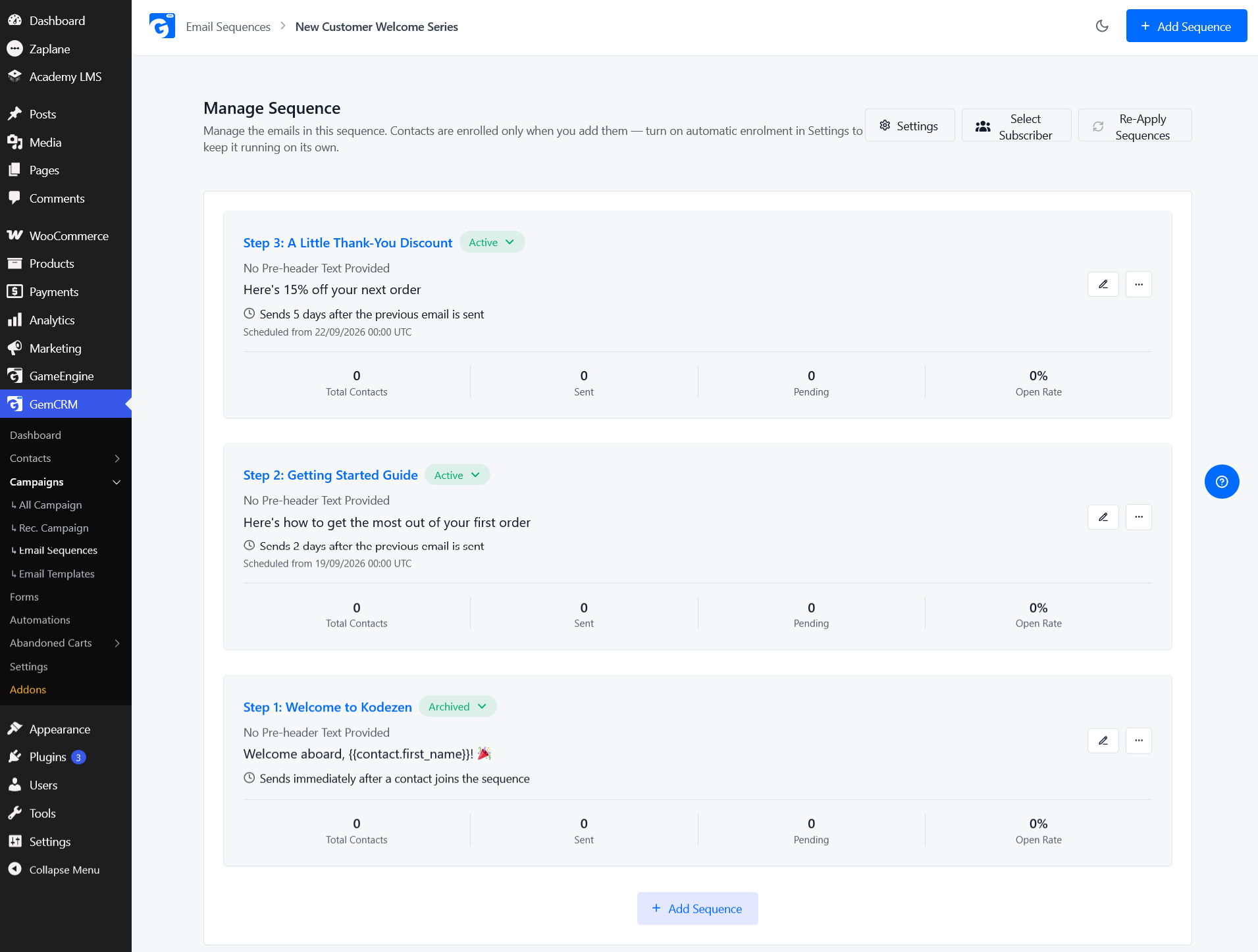 Email campaigns and sequences