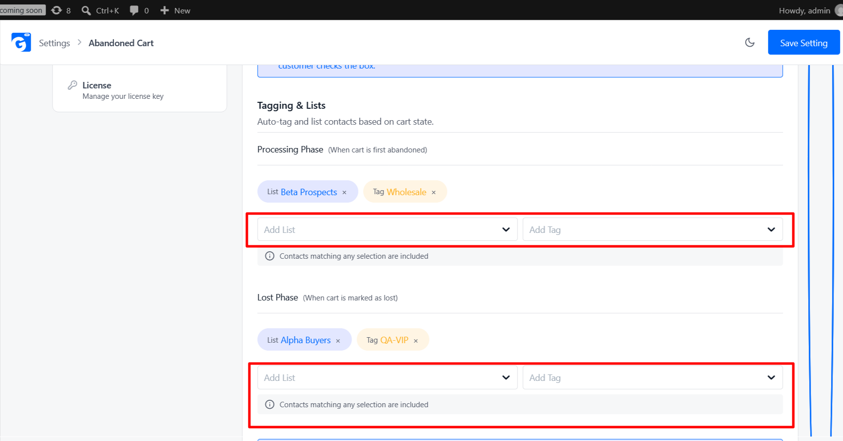 Configure Contact, List, and Tag Handling