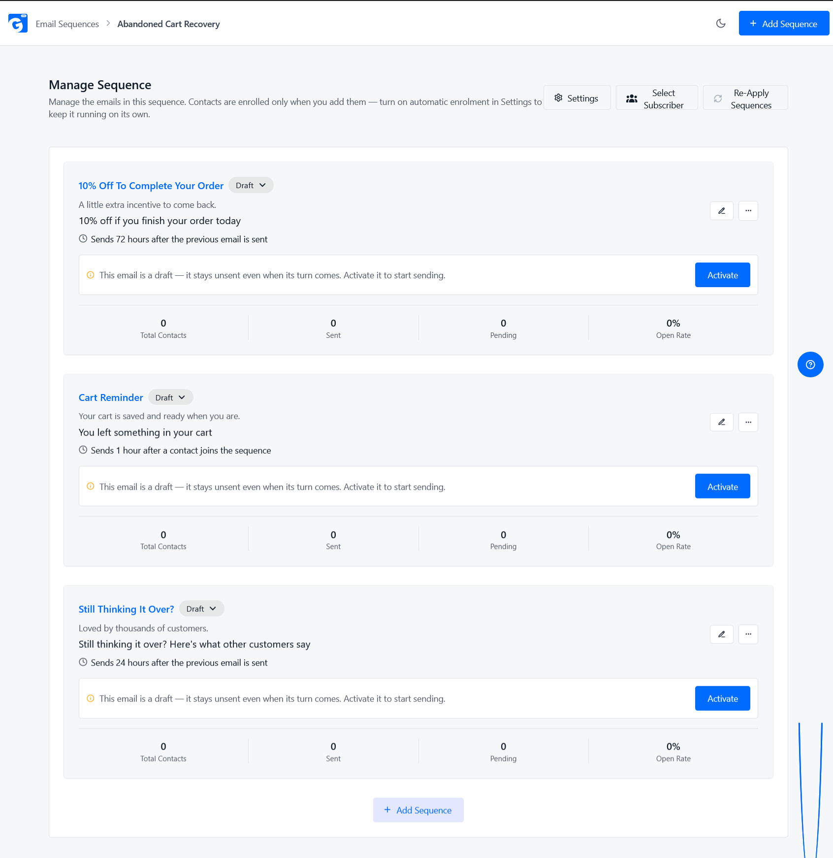 Manage Sequence