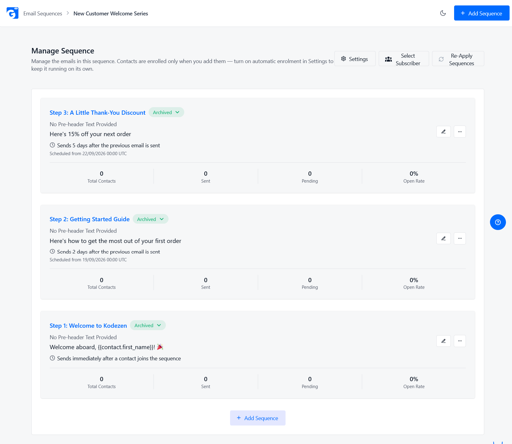 Manage Sequence