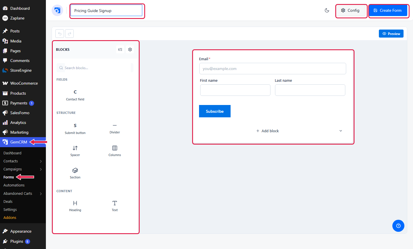GemCRM Forms
