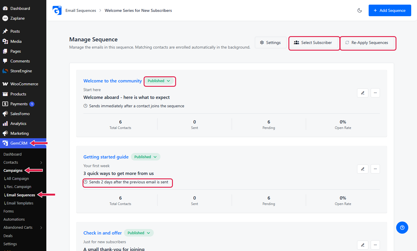 Manage Sequence