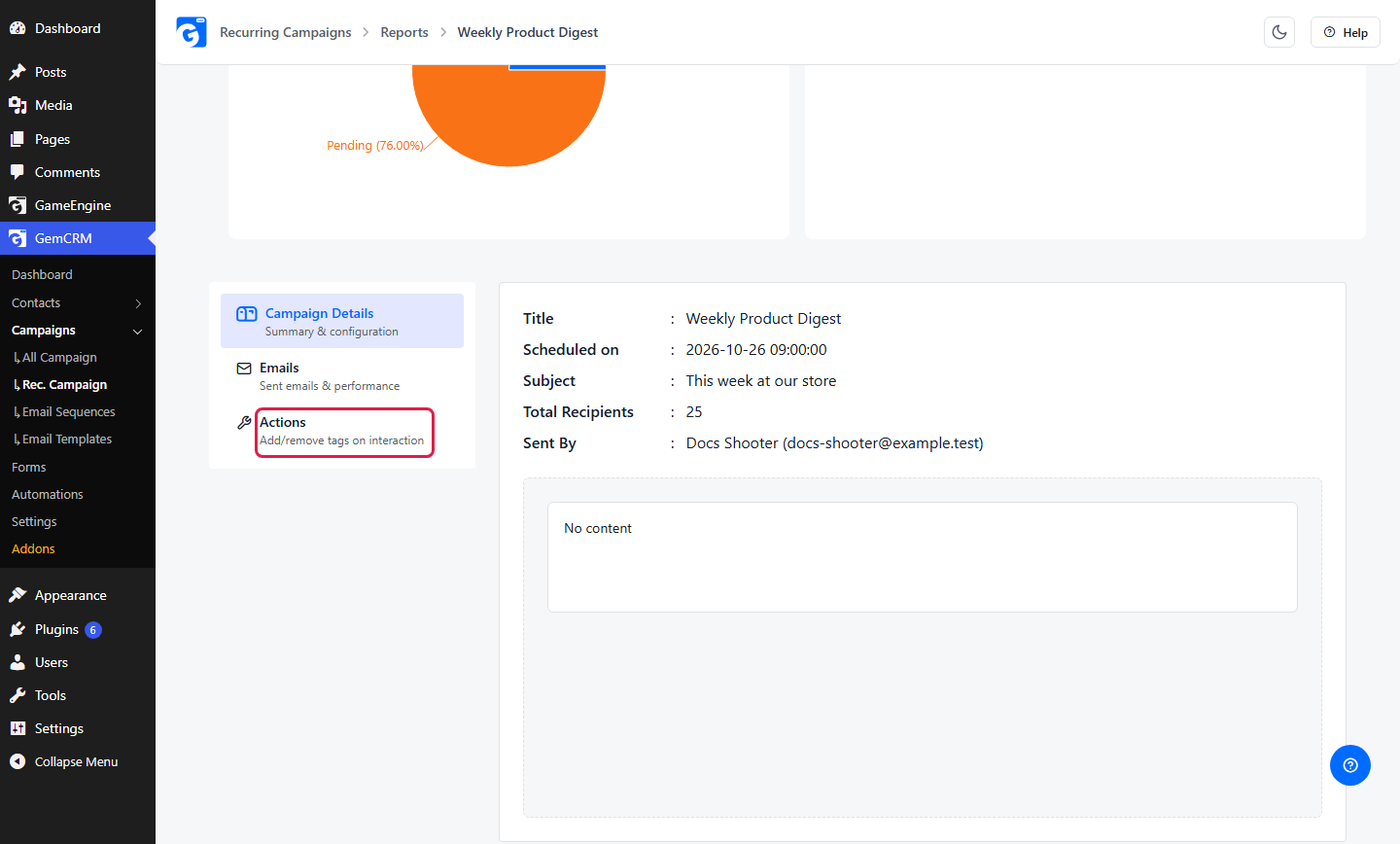 Actions tab