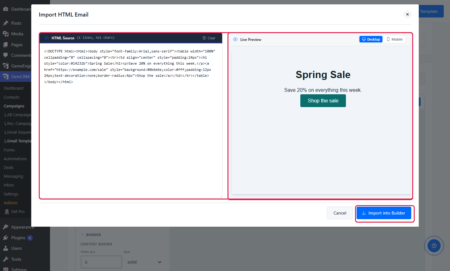 Import HTML