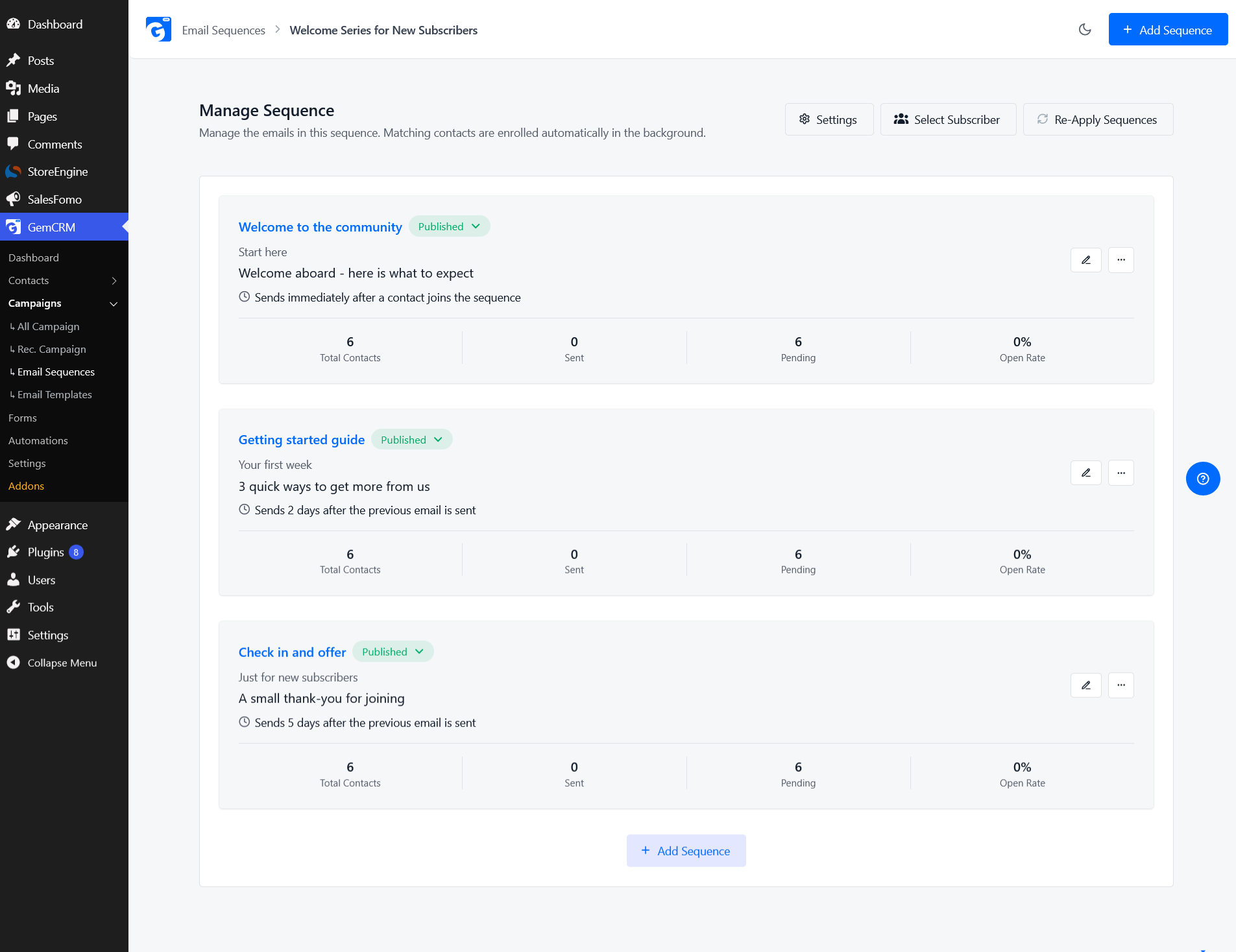 Manage Sequence